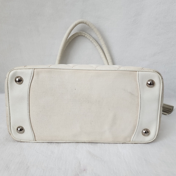 Auth Chanel CC Caviar Quilted Tassel Canvas Totes Bag - Picture 9 of 11